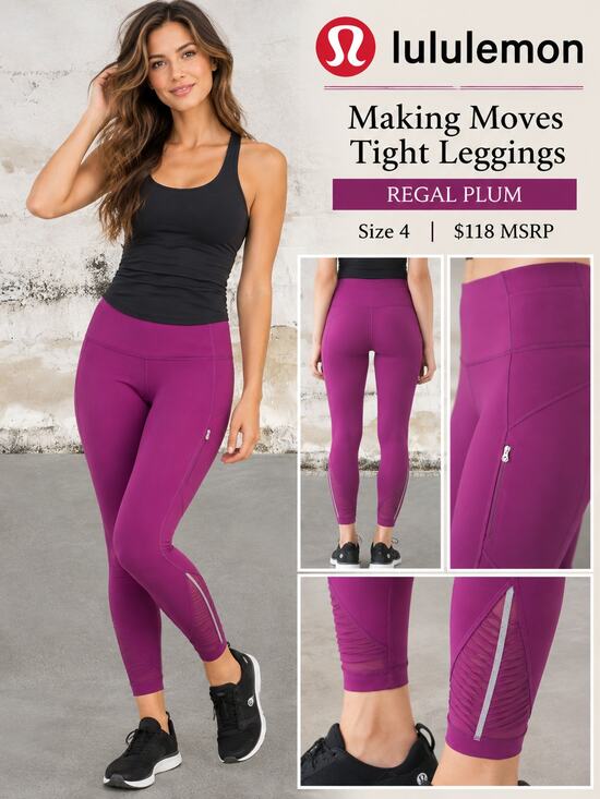 lululemon athletica Pants - Lululemon $118 Women's Making Moves Tight Leggings Regal Plum Size 4